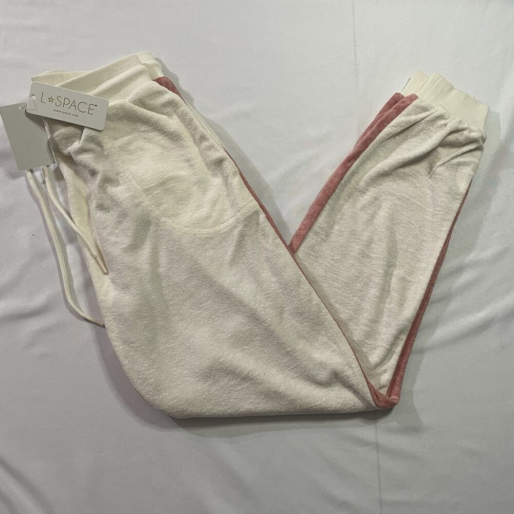 NWT L*Space Back At It‎ Terry Lounge Pants Primrose Cream Colorblock XS Joggers